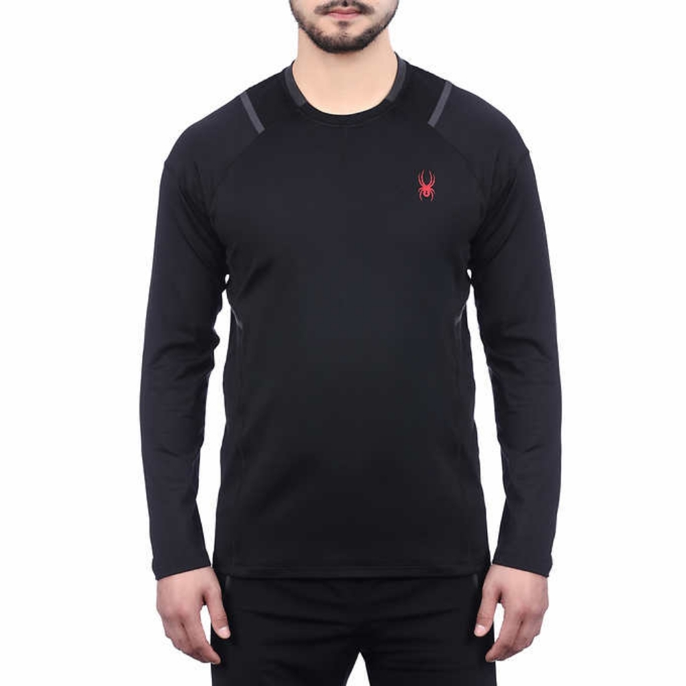 NEW! Spyder Active Men’s Boys Long Sleeve Shirt Black Color Select Size NWT NIB!